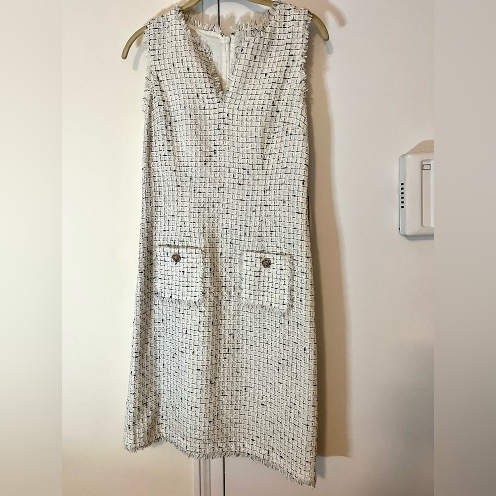 KARL LAGERFELD white sleeveless lined tweed dress, size 2, NWT​​​